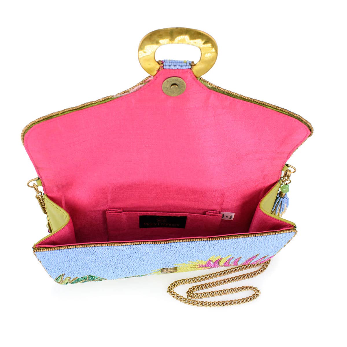 Mary Frances Tropics Palm Beaded Palm Fronds Crossbody/Clutch Handbag