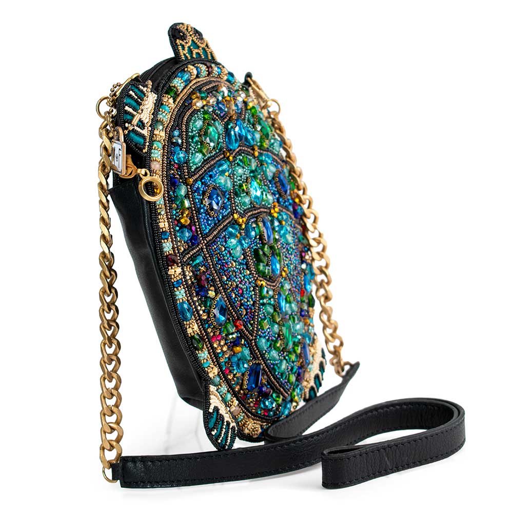 Mary Frances Wave Rider Beaded Turtle Crossbody Handbag