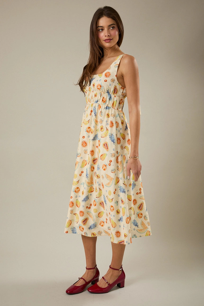 Fruit Print Midi Dress