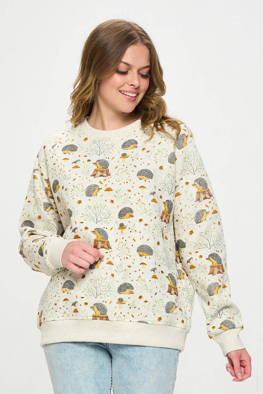 Hedgehog Mushroom Crew Sweatshirt