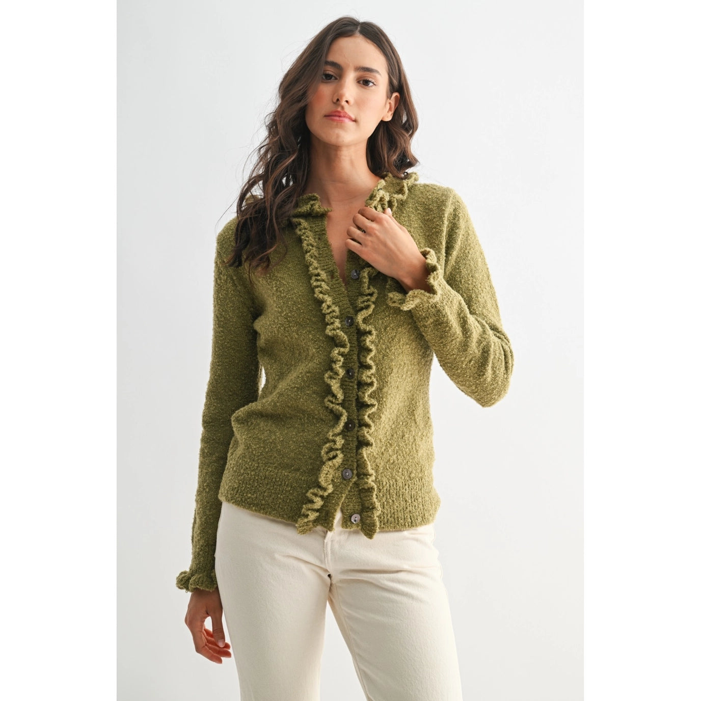 Cozy Ruffled-Trimmed Cardigan