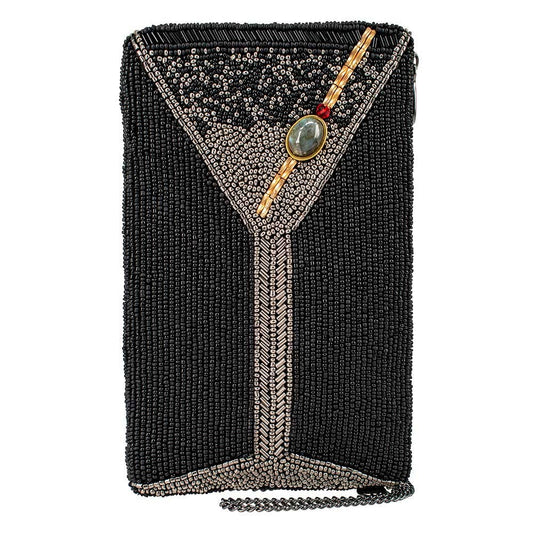 Mary Frances Make It Dirty Beaded Martini Glass Crossbody Phone Bag