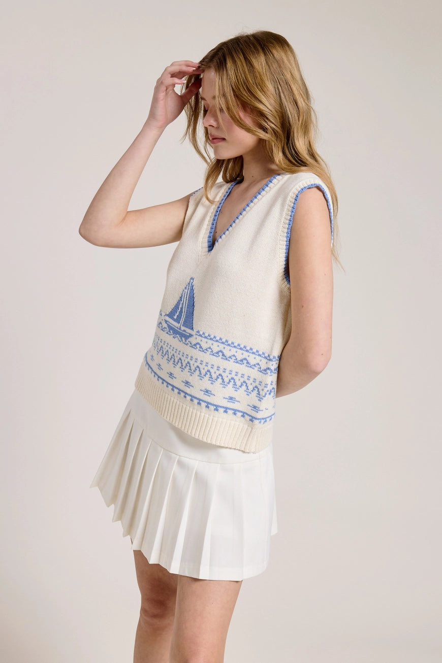 Blue Sailboat Knitted vest