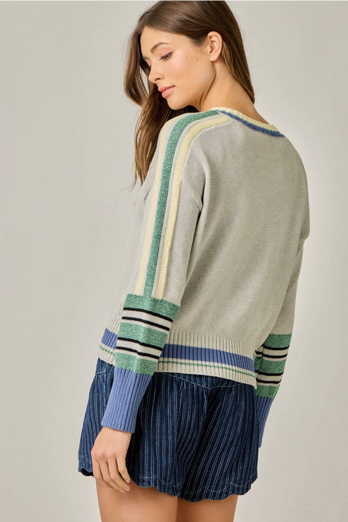 Fish Color Block Pullover Sweater