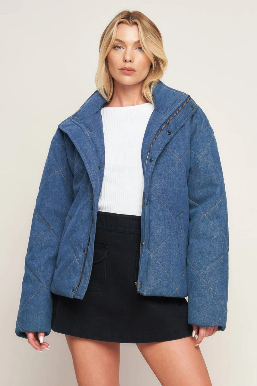 Medium Indigo Denim Quilted Jacket