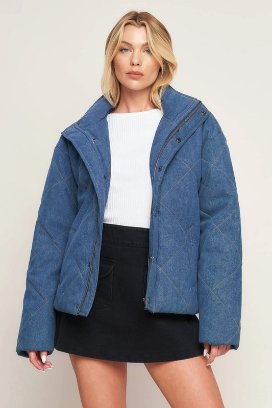 Medium Indigo Denim Quilted Jacket
