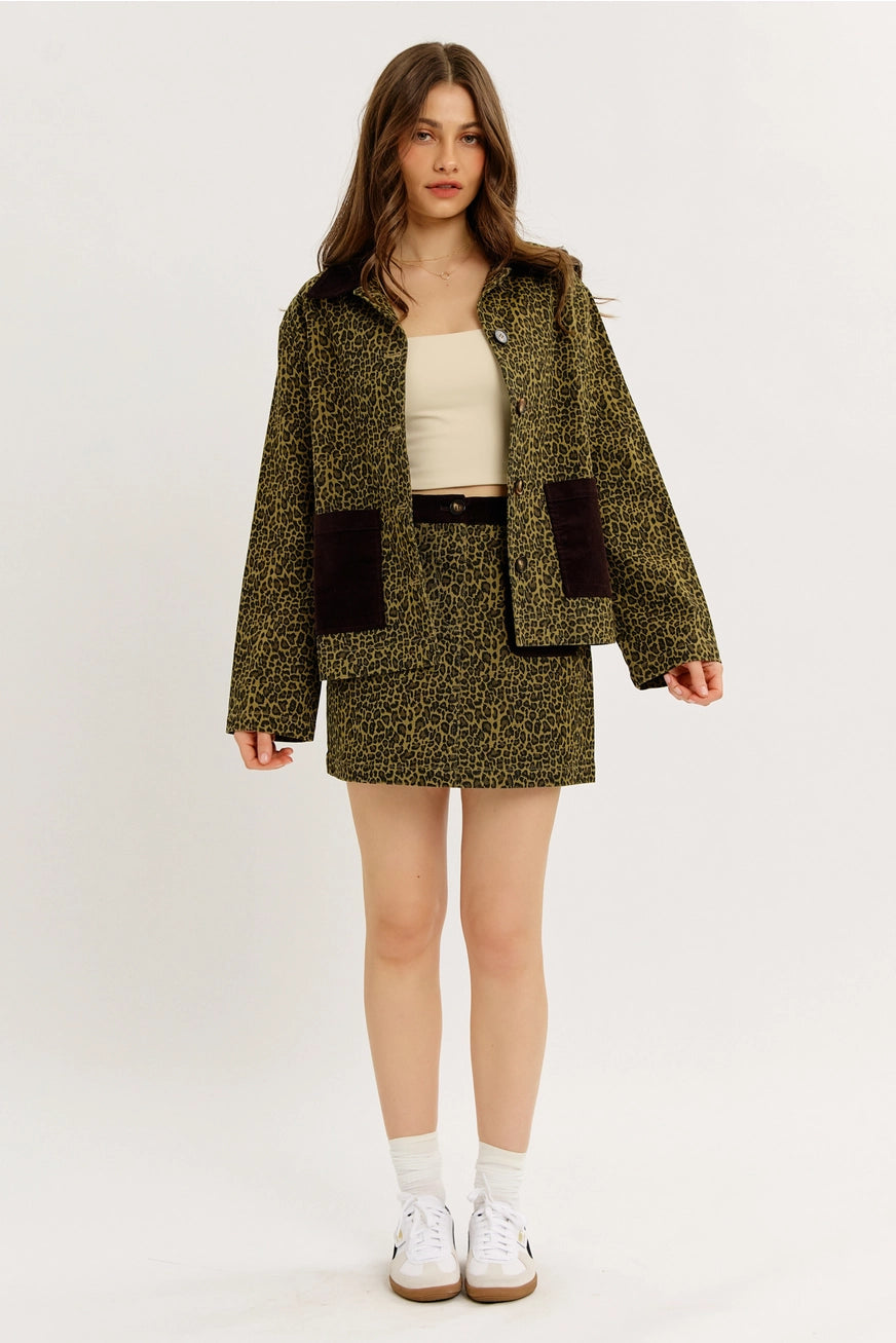 Cool Girl Uniform Leopard Utility Jacket