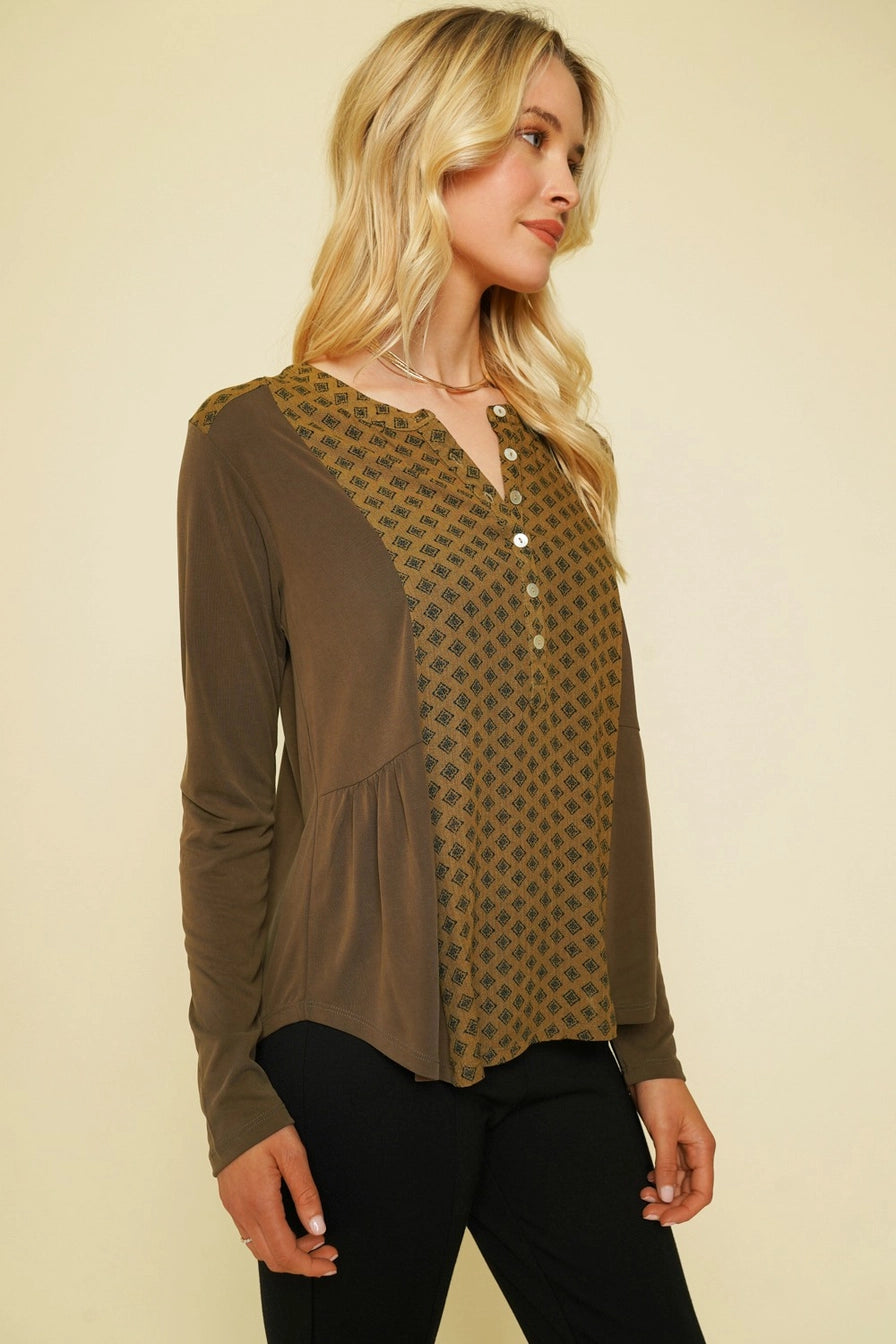 Mix Media Henley Top