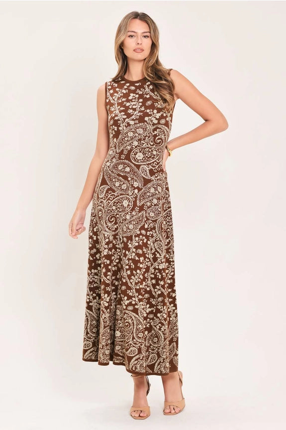 Jacquard Knit Sweater Midi Dress