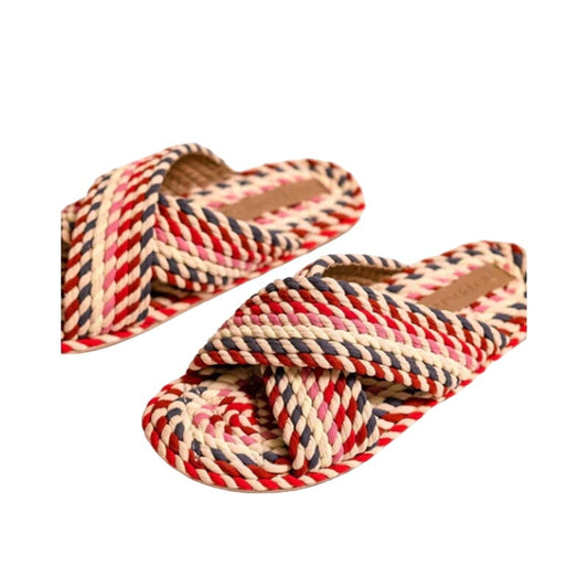 Salt + Umber Saraya Pink/Red Fabric Rope Sandal