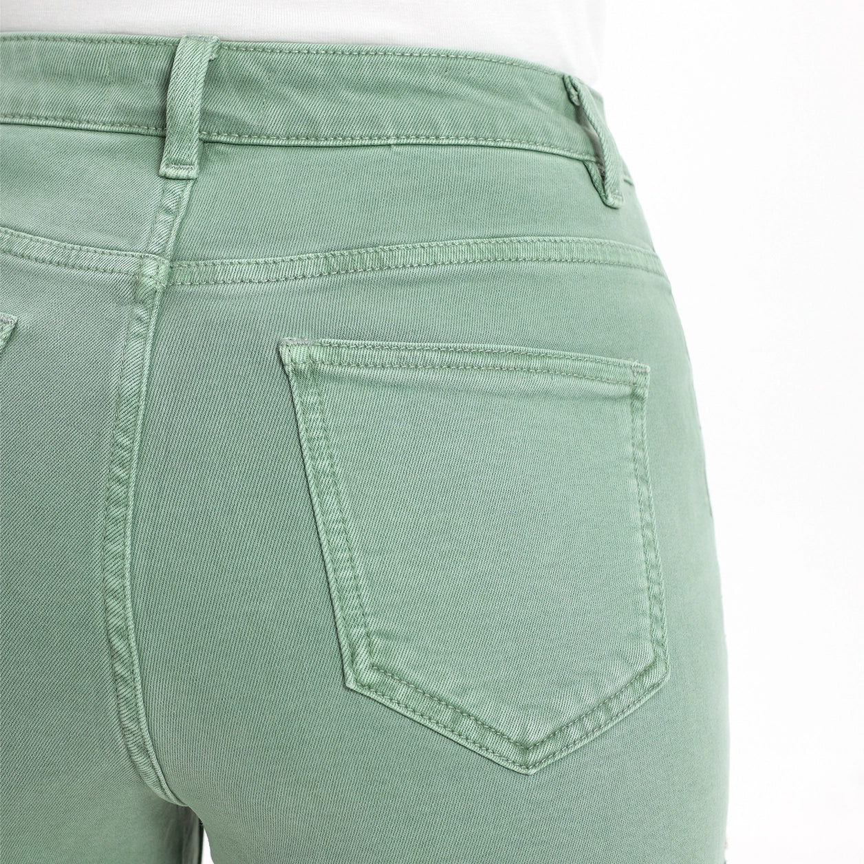 Emerald Green High Rise Lace Pants with Rhinestones