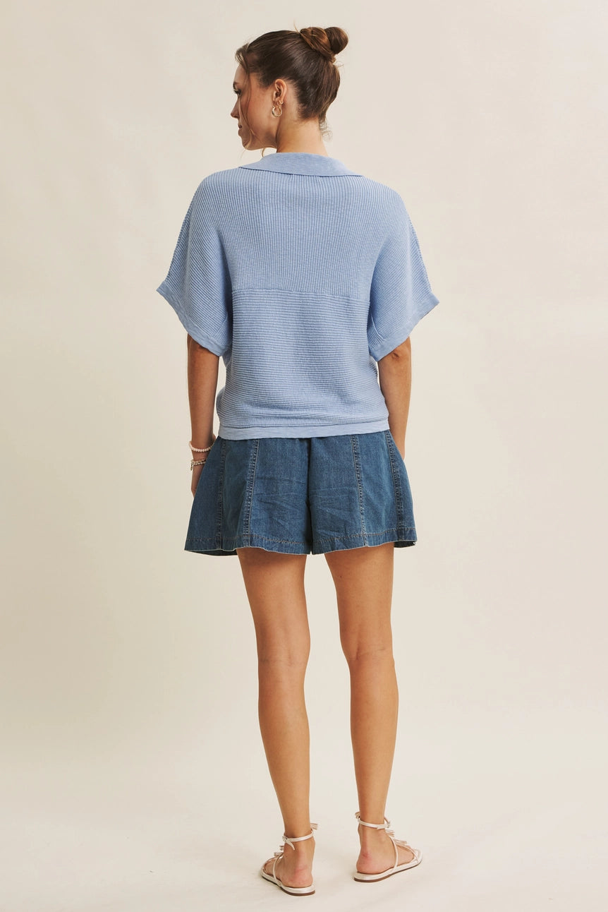 Powder Blue Morning Market All-Season Slub Rib Knit Dolman