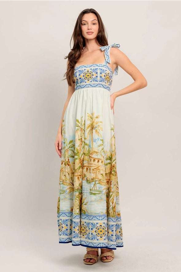 Ivory Village Mosaic Smocked Maxi Dress