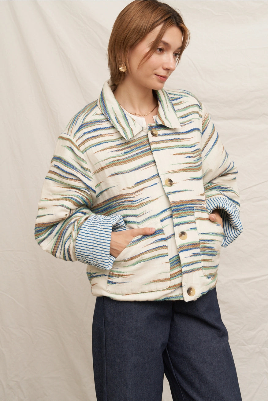 Geo Printed Quilted Jacket