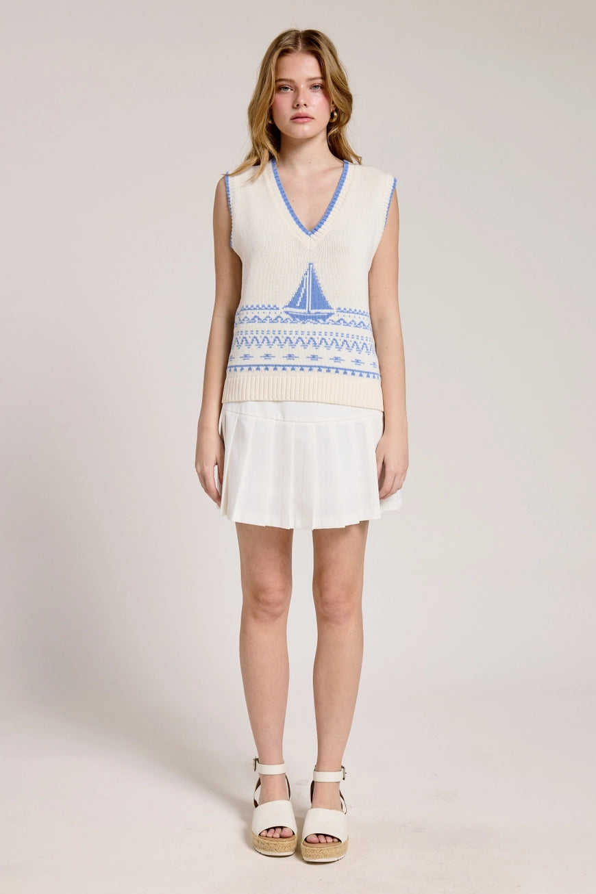 Blue Sailboat Knitted vest
