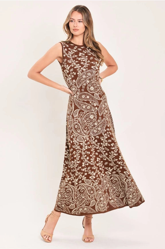 Jacquard Knit Sweater Midi Dress