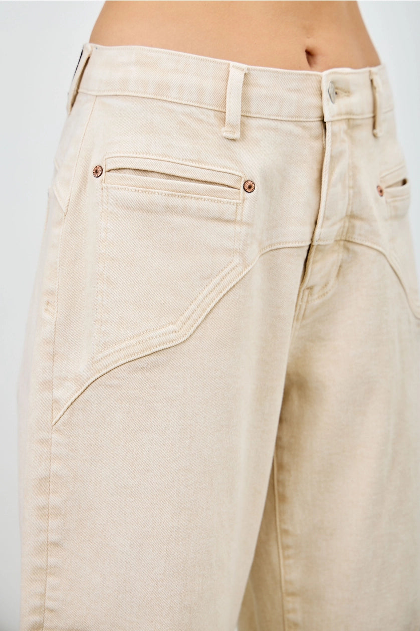 Beige Western Barrel Pants