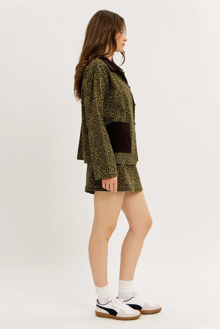 Cool Girl Uniform Leopard Utility Jacket