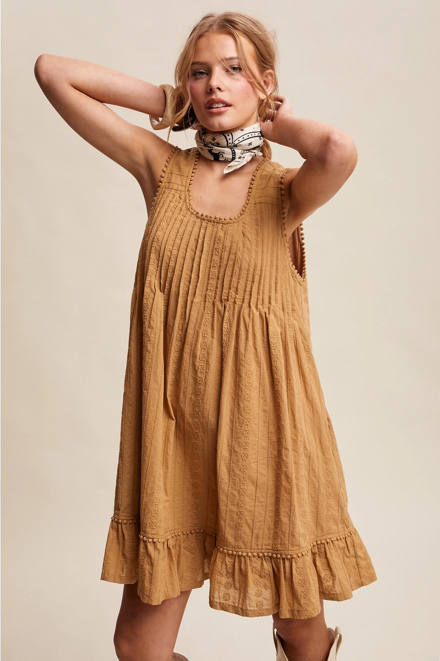 Textured Pintuck Mini Dress