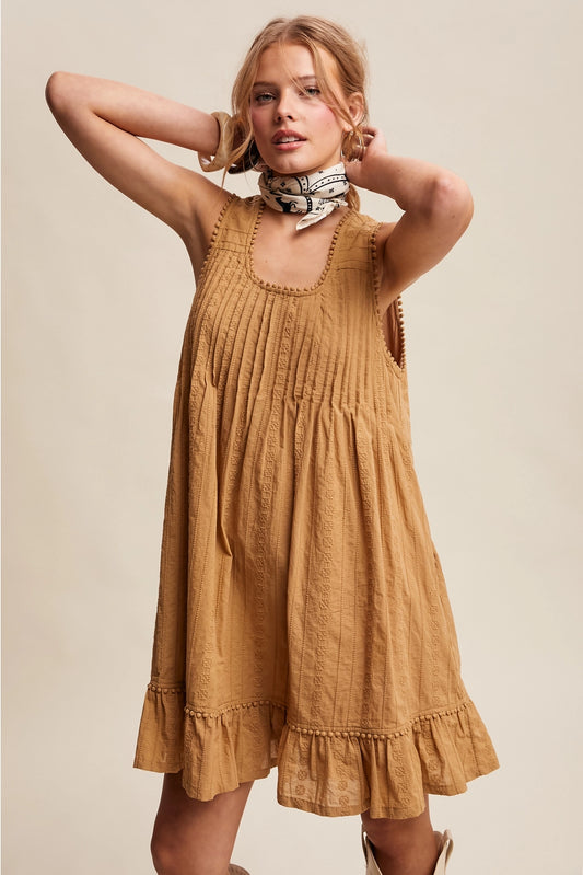 Textured Pintuck Mini Dress