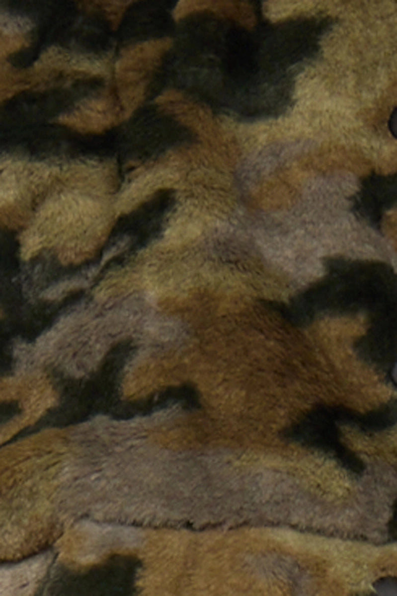 Drop Shoulder Camo Sherpa Jacket