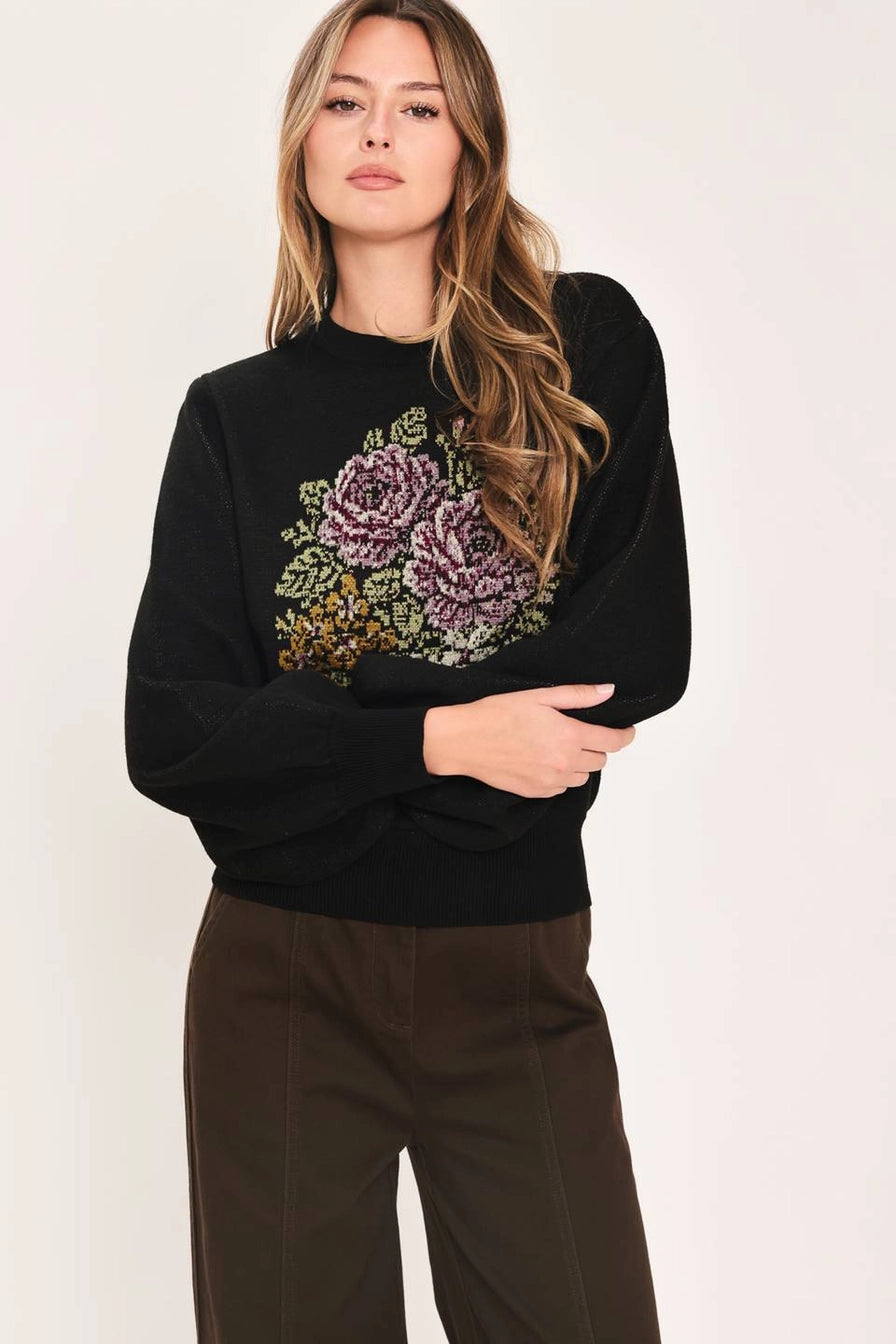 Cross Stitch Floral Sweater