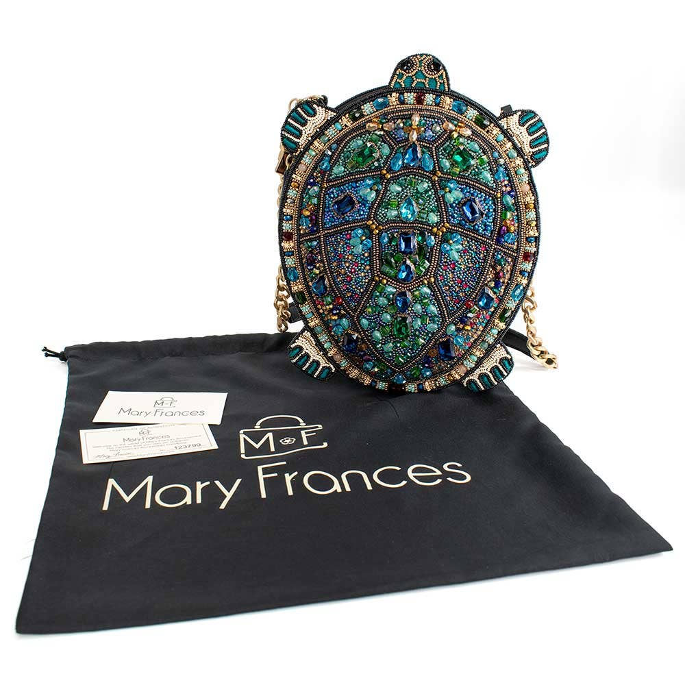 Mary Frances Wave Rider Beaded Turtle Crossbody Handbag