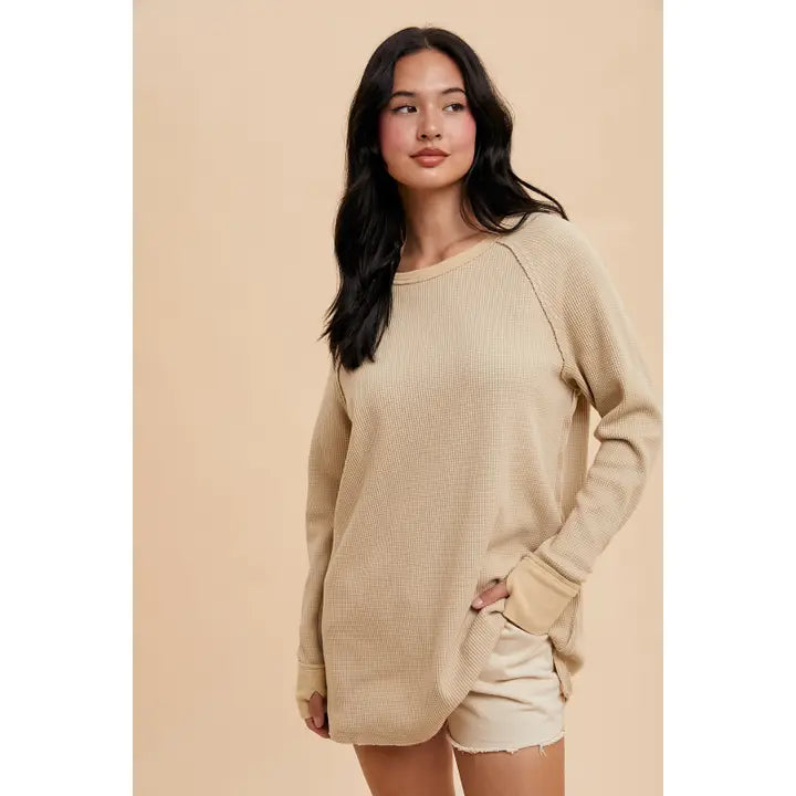 Garment Washed Thermal Tunic - Oatmeal