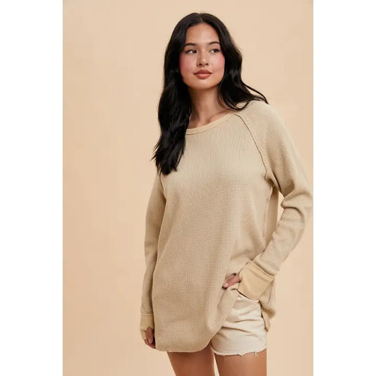 Garment Washed Thermal Tunic - Oatmeal