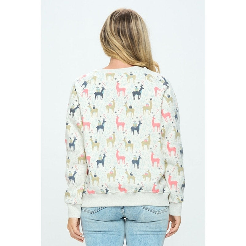 Colorful Reindeer Print Sweatshirt