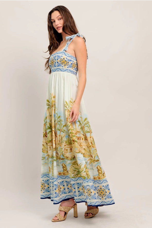 Ivory Village Mosaic Smocked Maxi Dress