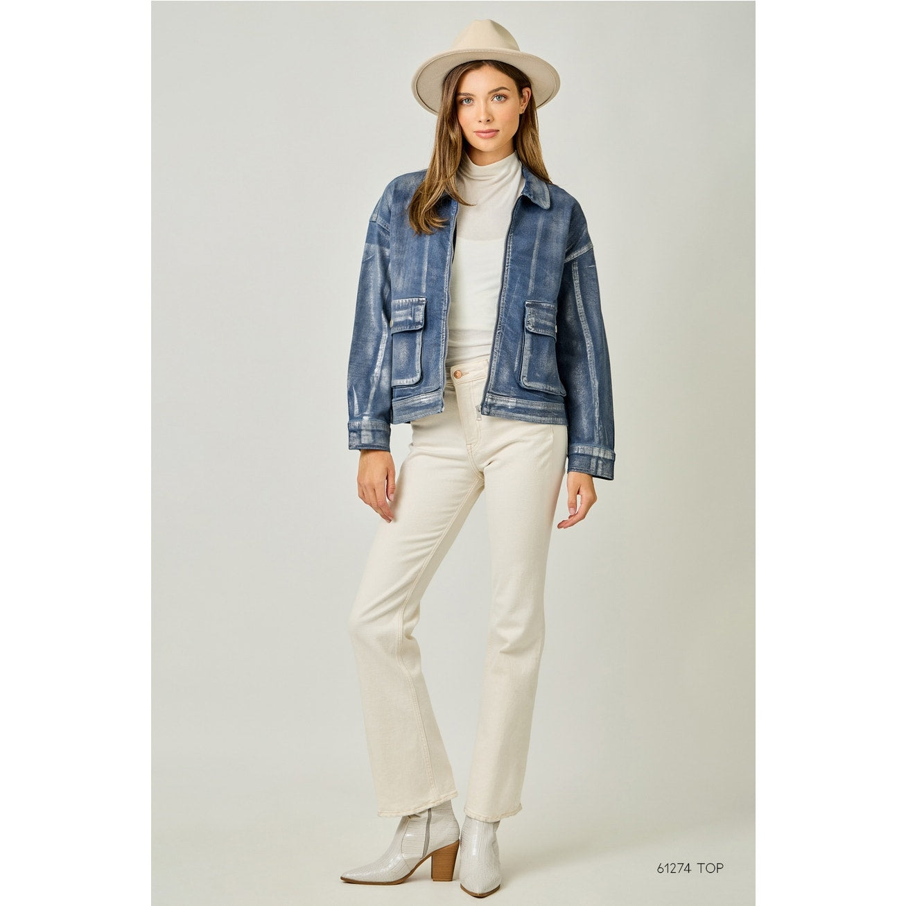 Denim Pearl Metallic Washed Denim Jacket