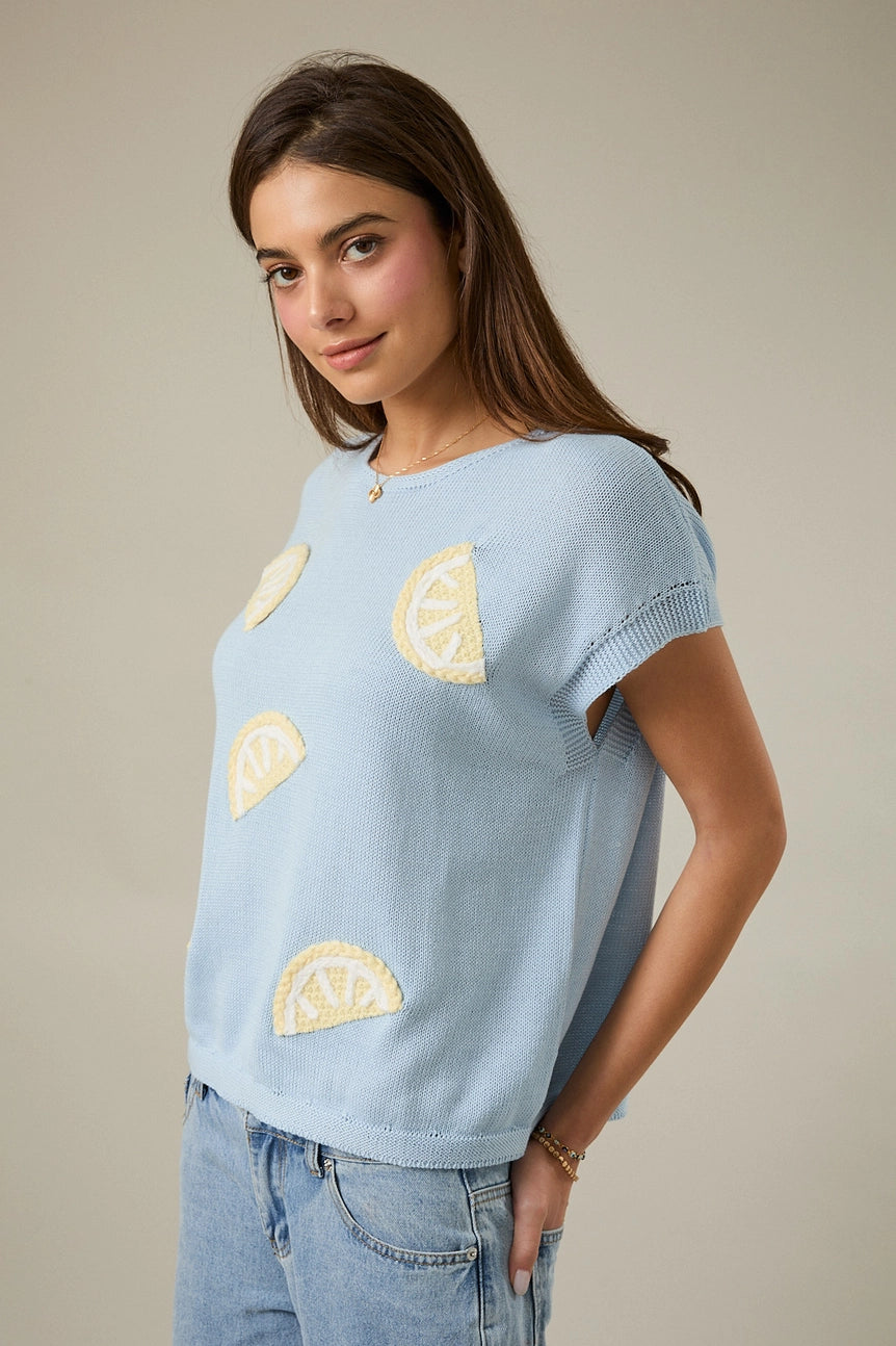 Lemon Patched Knit Top