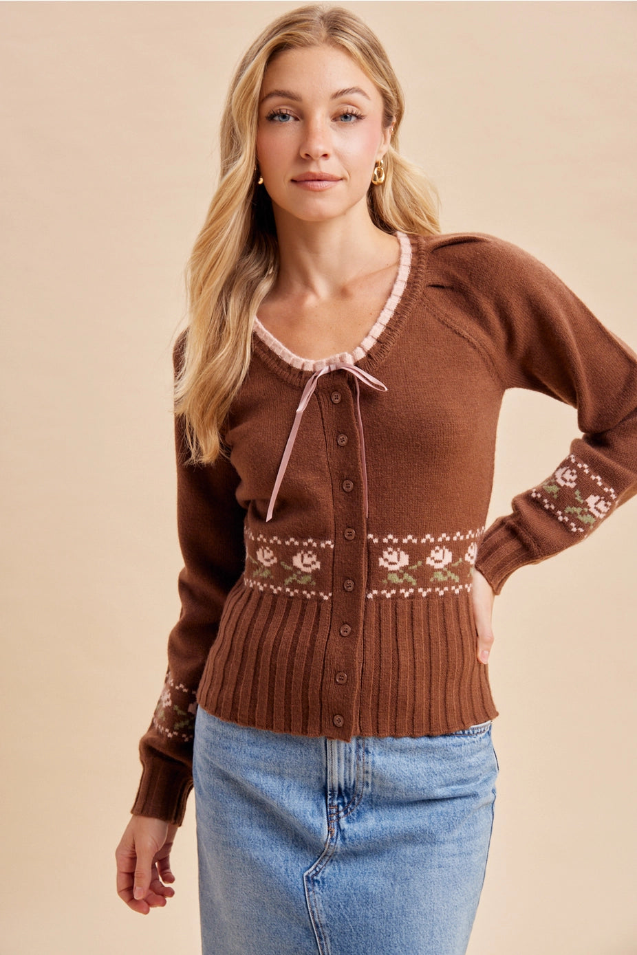 Cedar Floral Knitted Sweater Top