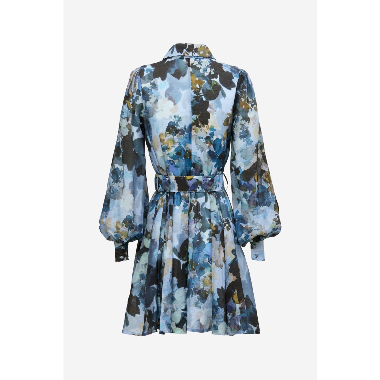 Sofia Irina Blue Floral Mini Shirt Dress