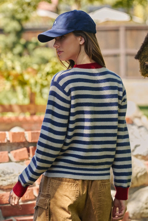 Lobster Embroidered Breton Stripe Sweater