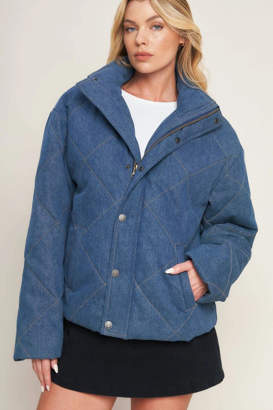 Medium Indigo Denim Quilted Jacket