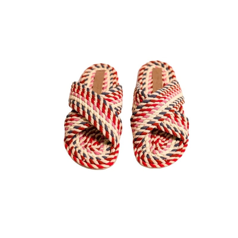 Salt + Umber Saraya Pink/Red Fabric Rope Sandal