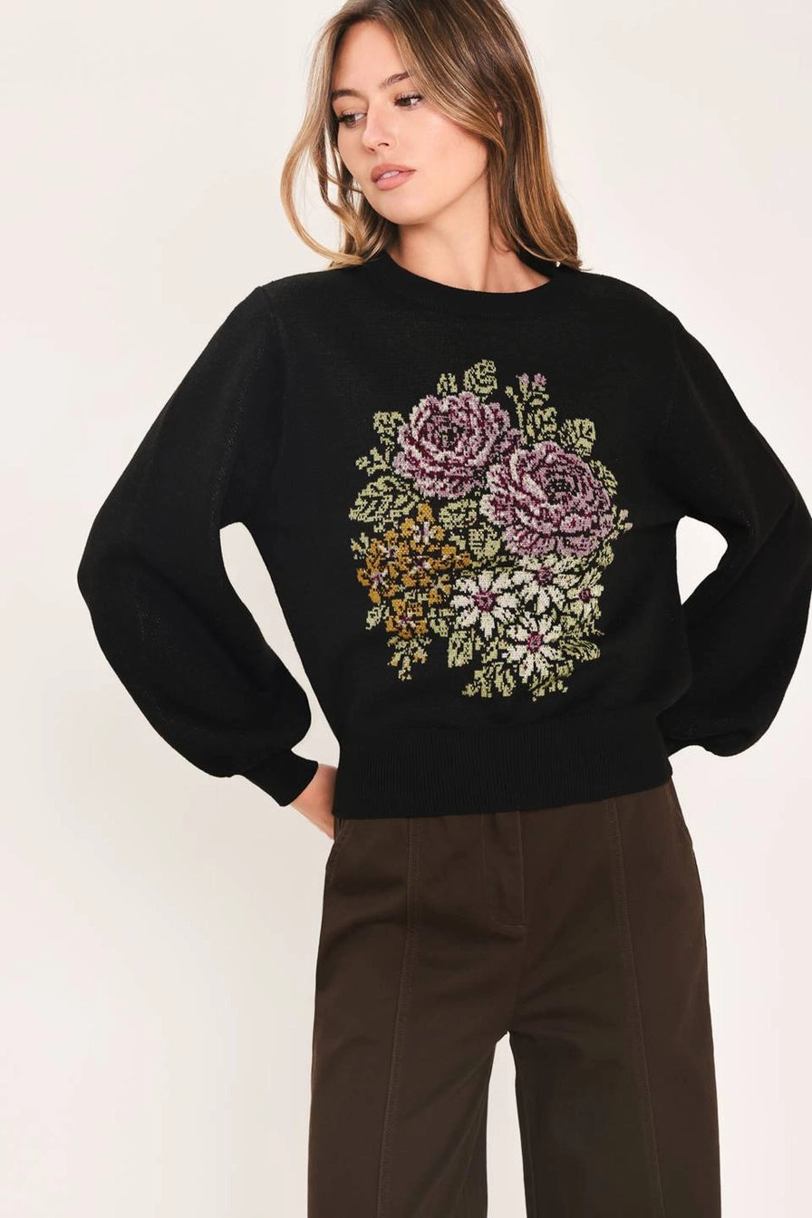 Cross Stitch Floral Sweater