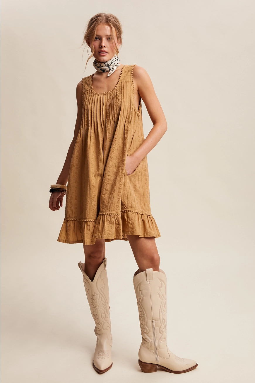 Textured Pintuck Mini Dress