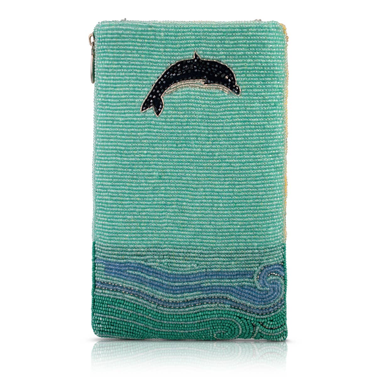 Mary Frances Flip For Joy Sunset and Dolphins Beaded Crossbody Phone Bag