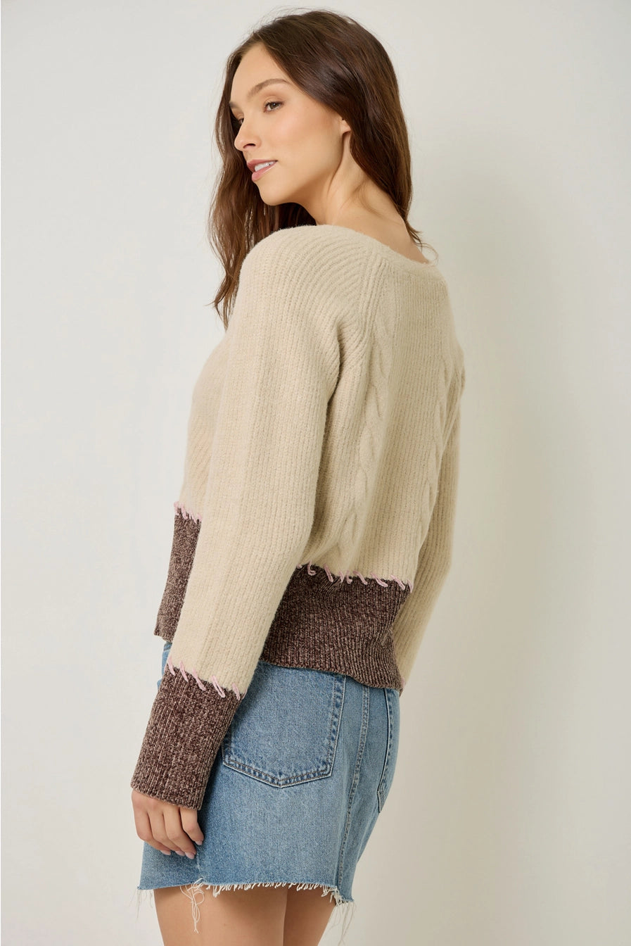 Whip Stitch Color Block Cardigan