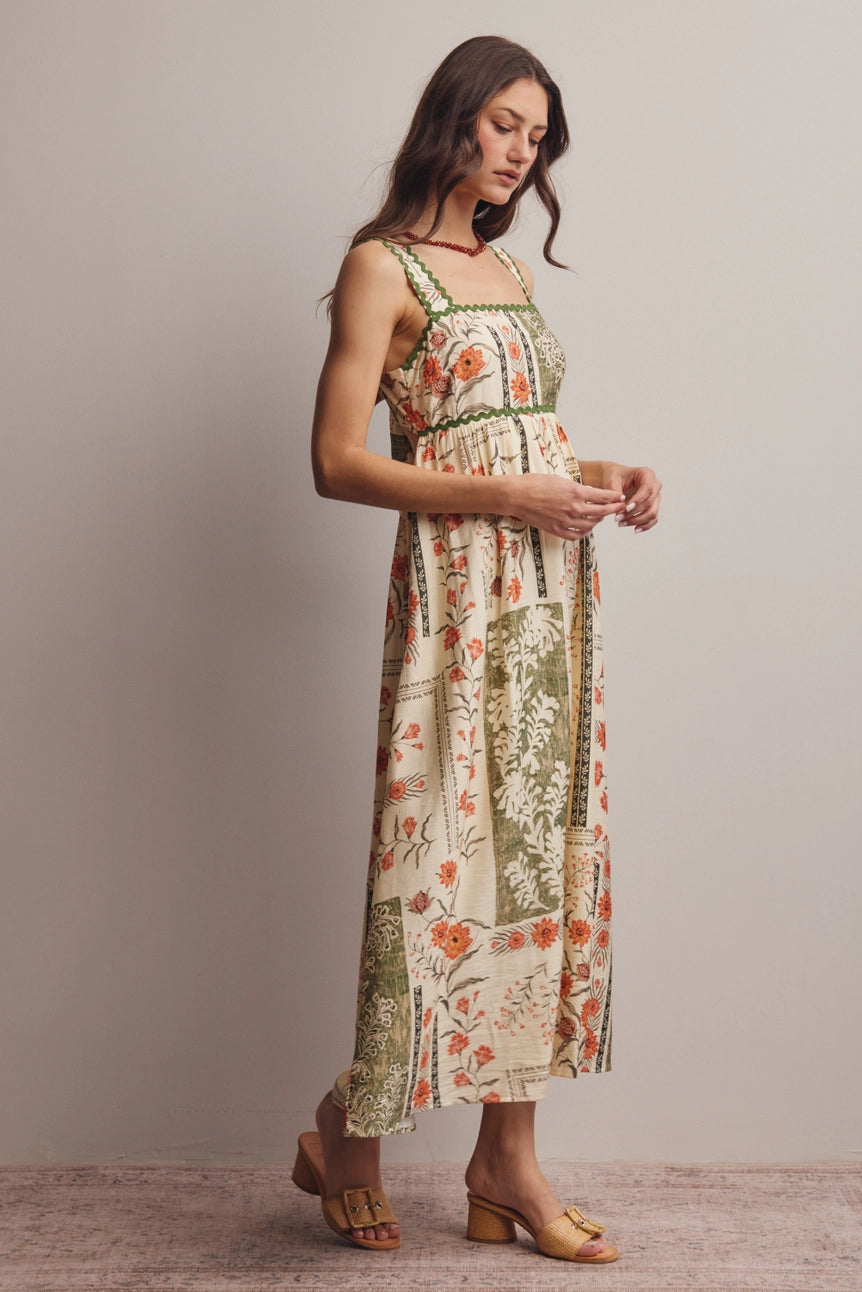 Printed Open-Back Maxi Dress