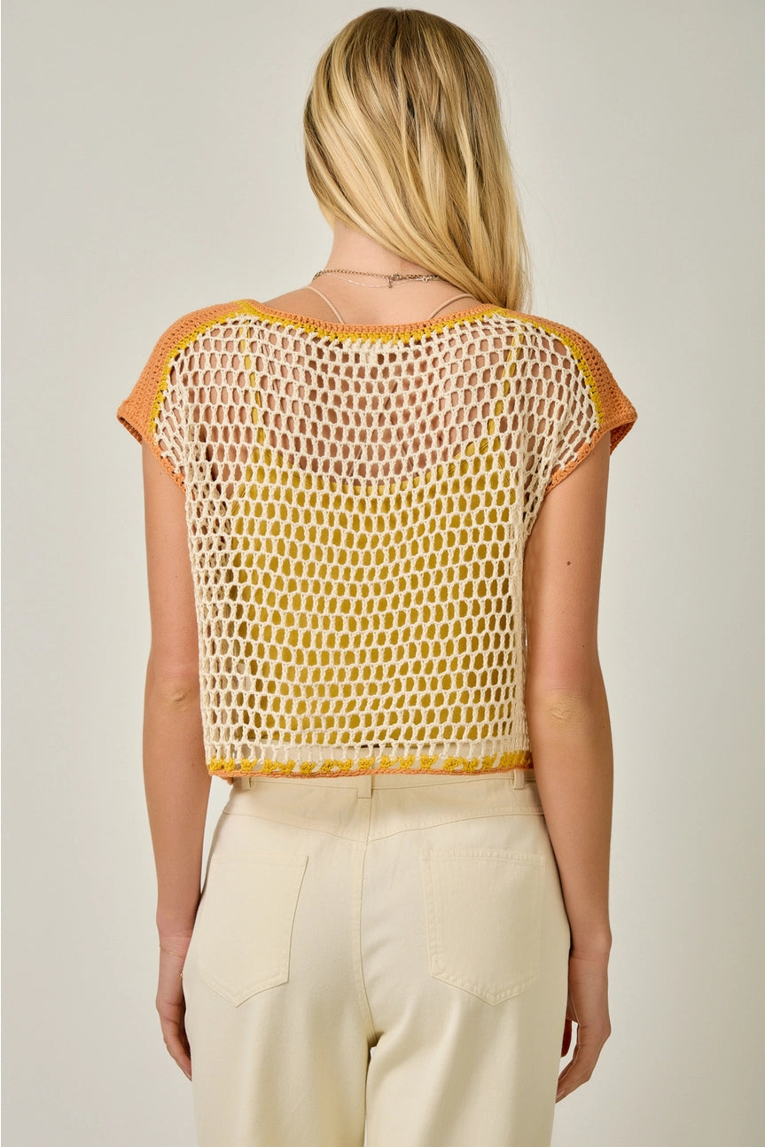 Oranges Embroidered Crochet Top