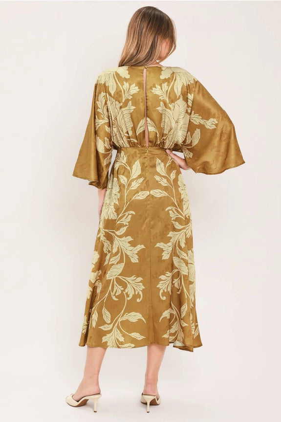 Floral Kimono Sleeve Midi Dress