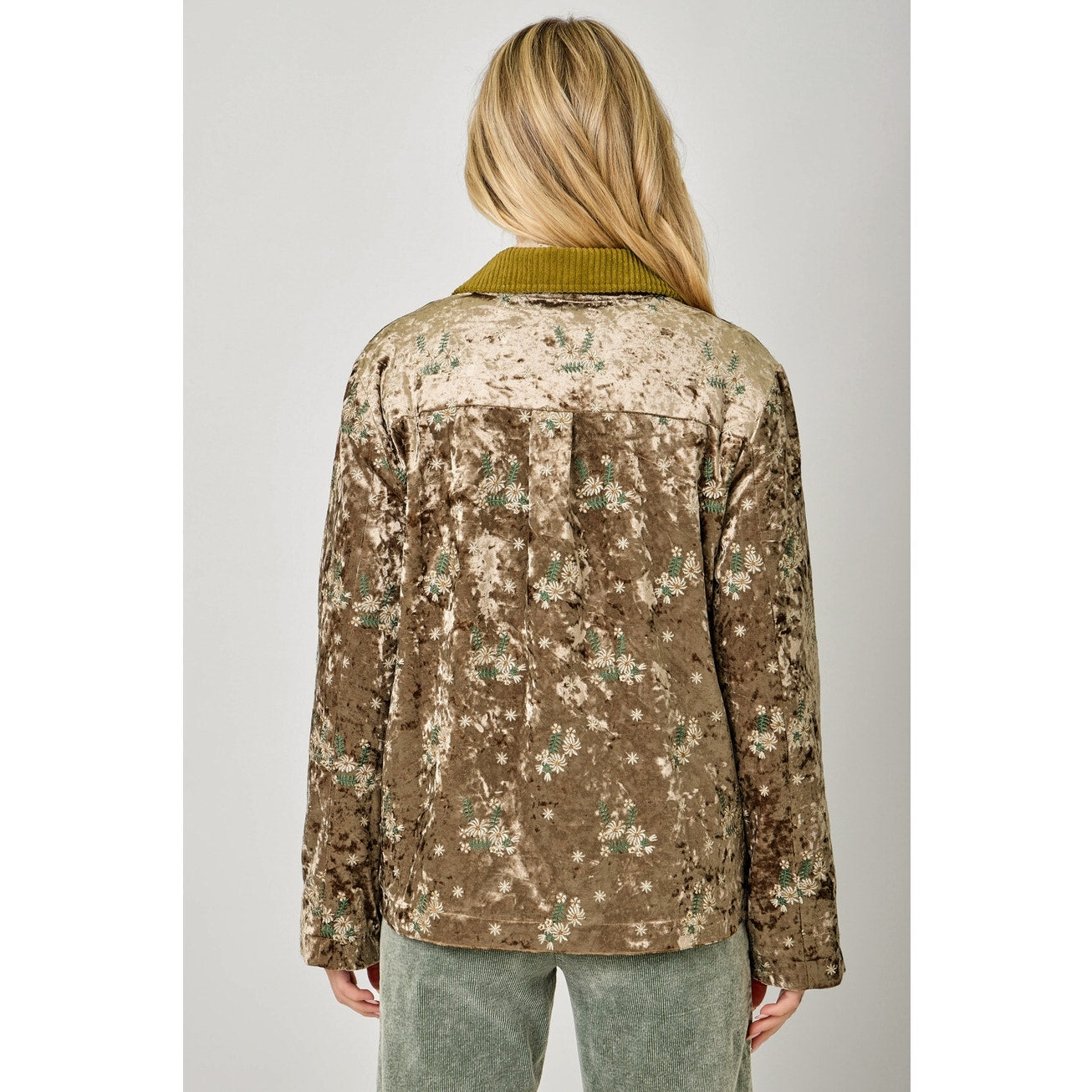 Champagne Embroidered Velvet Jacket