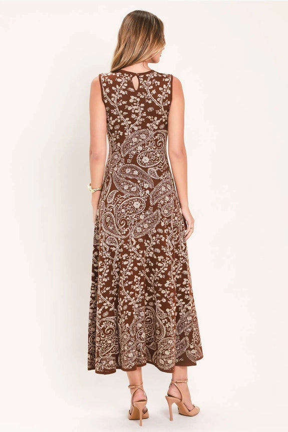 Jacquard Knit Sweater Midi Dress