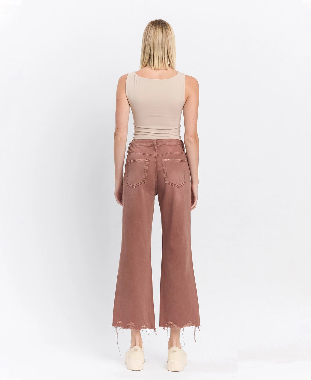 90's Vintage Super High Rise Crop Flare Jeans in Aztec