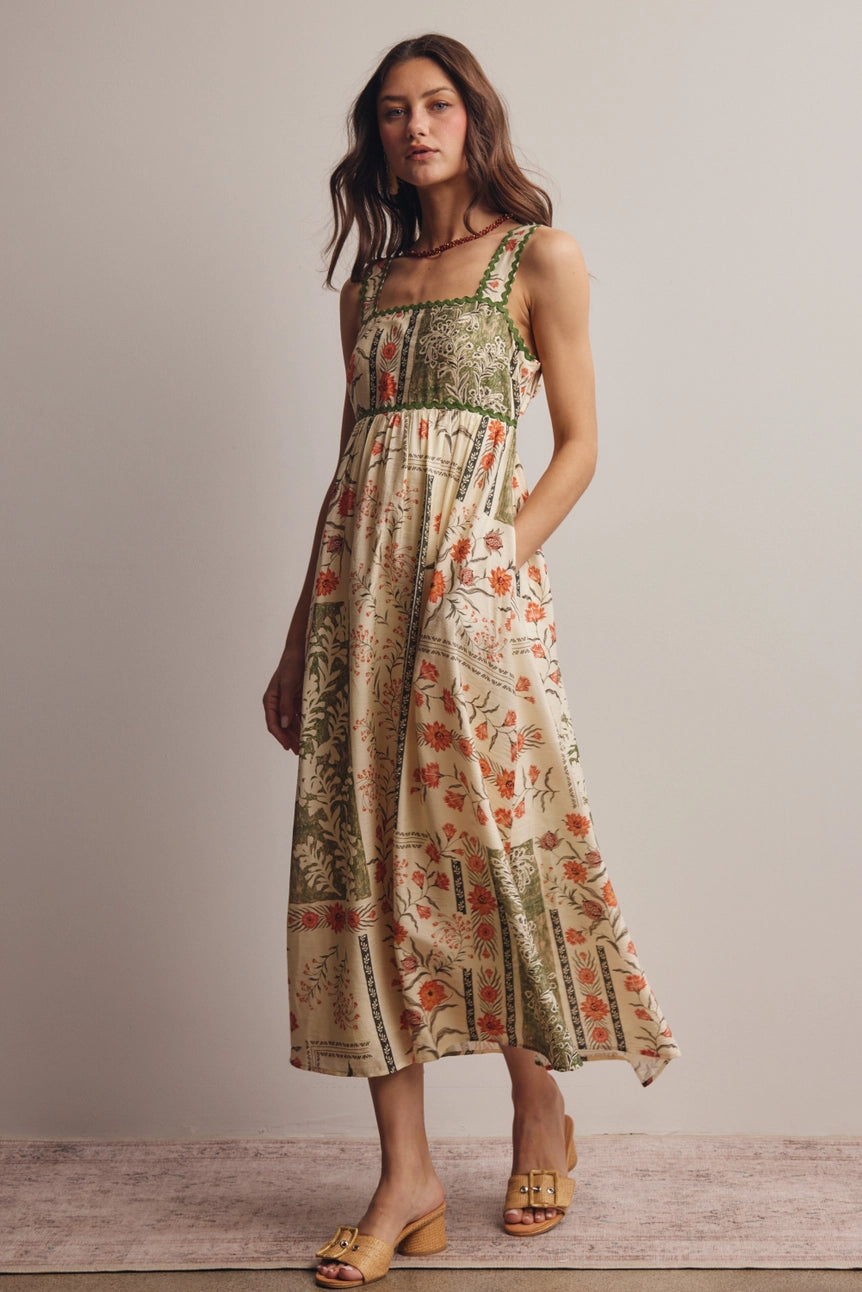 Printed Open-Back Maxi Dress
