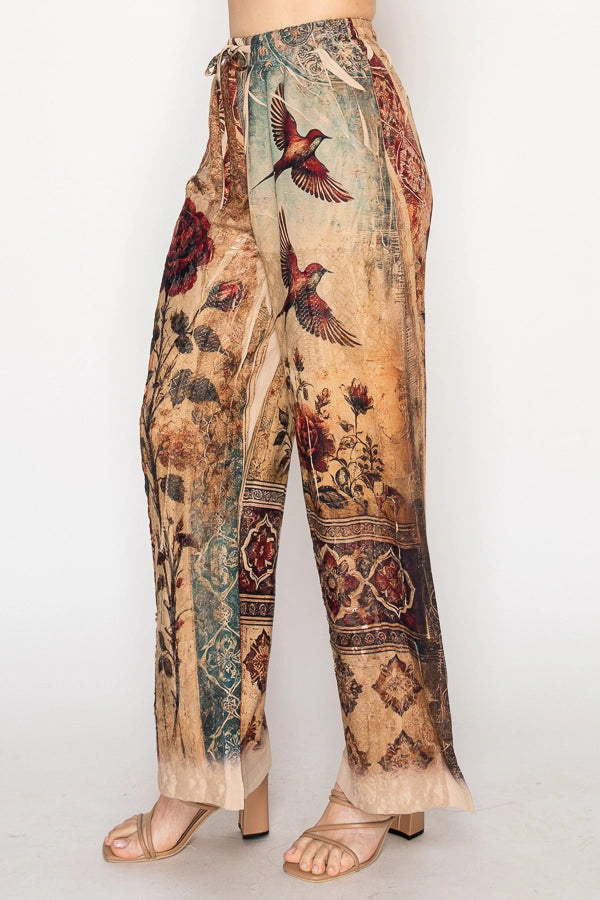 Vintage Bird Lace Patchwork Pants